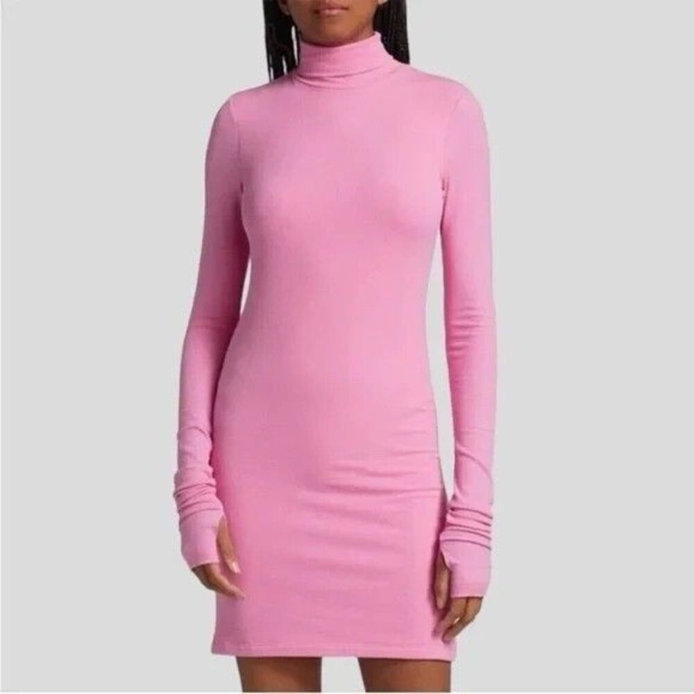 ATM Anthony Thomas Melillo Ribbed Dress Long Sleeve Turtleneck Pink Size XS